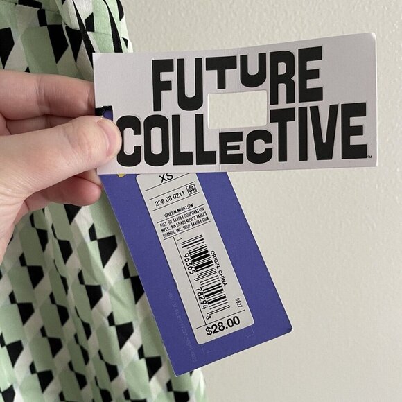 Future Collective Kahlana Barfield Brown Wmn SZ XS Green/Black Slip Dress NWT - Picture 8 of 10